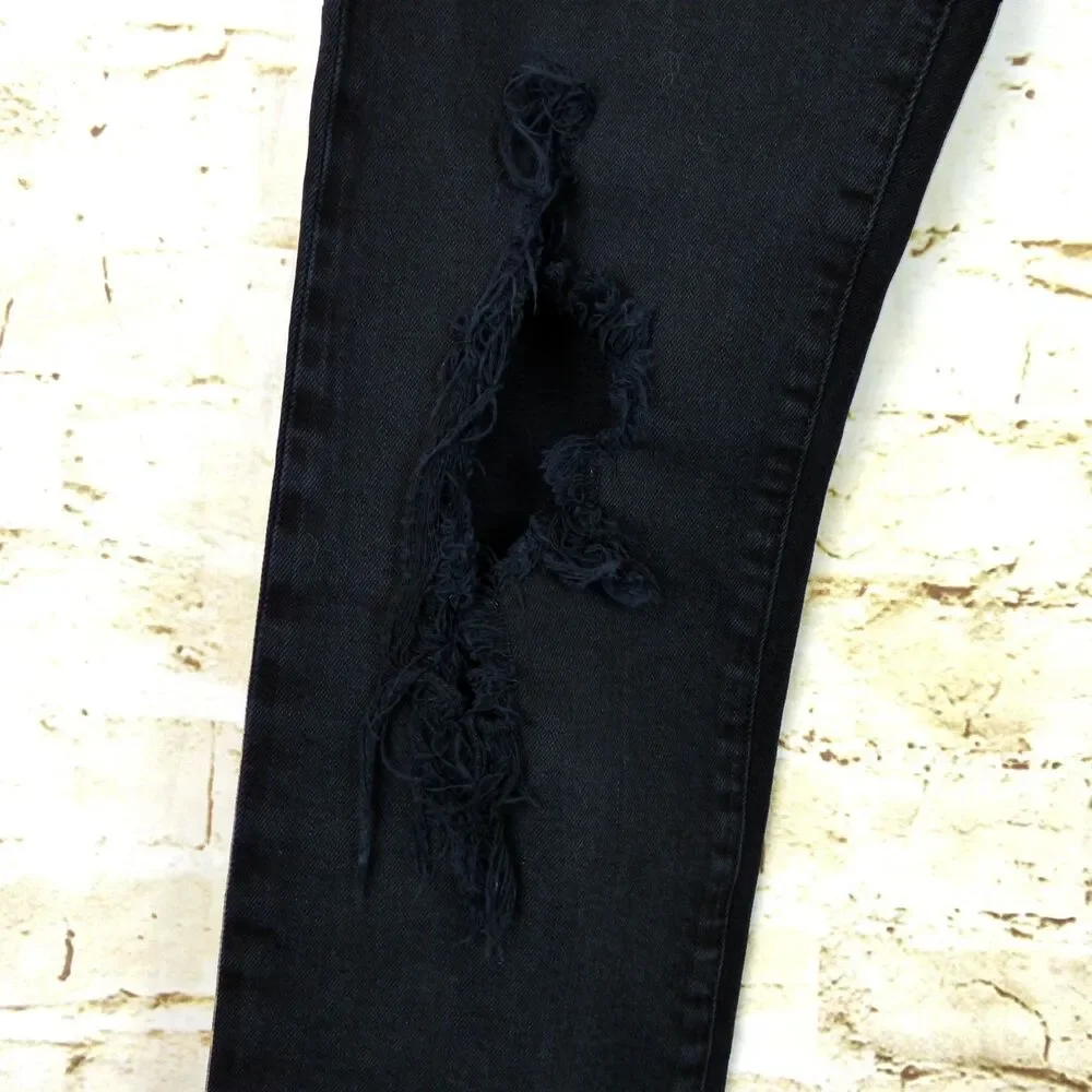 AGOLDE Jeans Mens 30x30.5 Black Distressed Ripped Skinny A606-2071 Punk Grunge